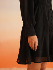 Chic Autumn Georgette Blouson Dress – Effortless Casual Elegance Beatnik