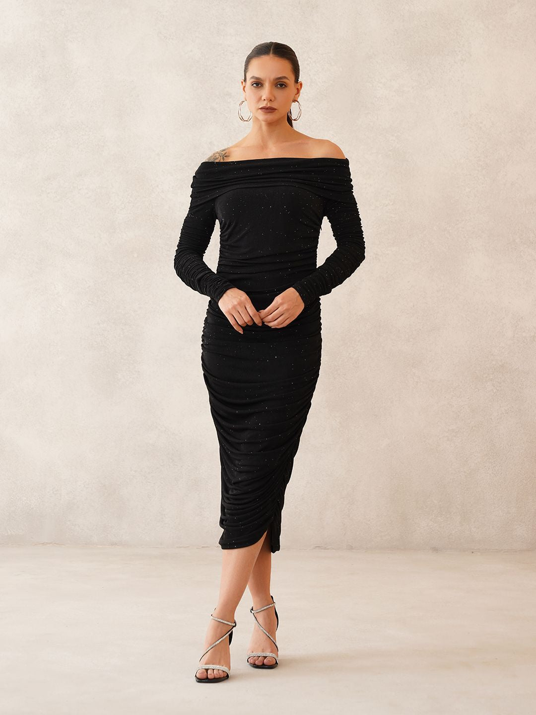 Black Bodycon Off-shoulder Dress Beatnik