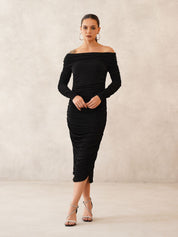 Black Bodycon Off-shoulder Dress Beatnik