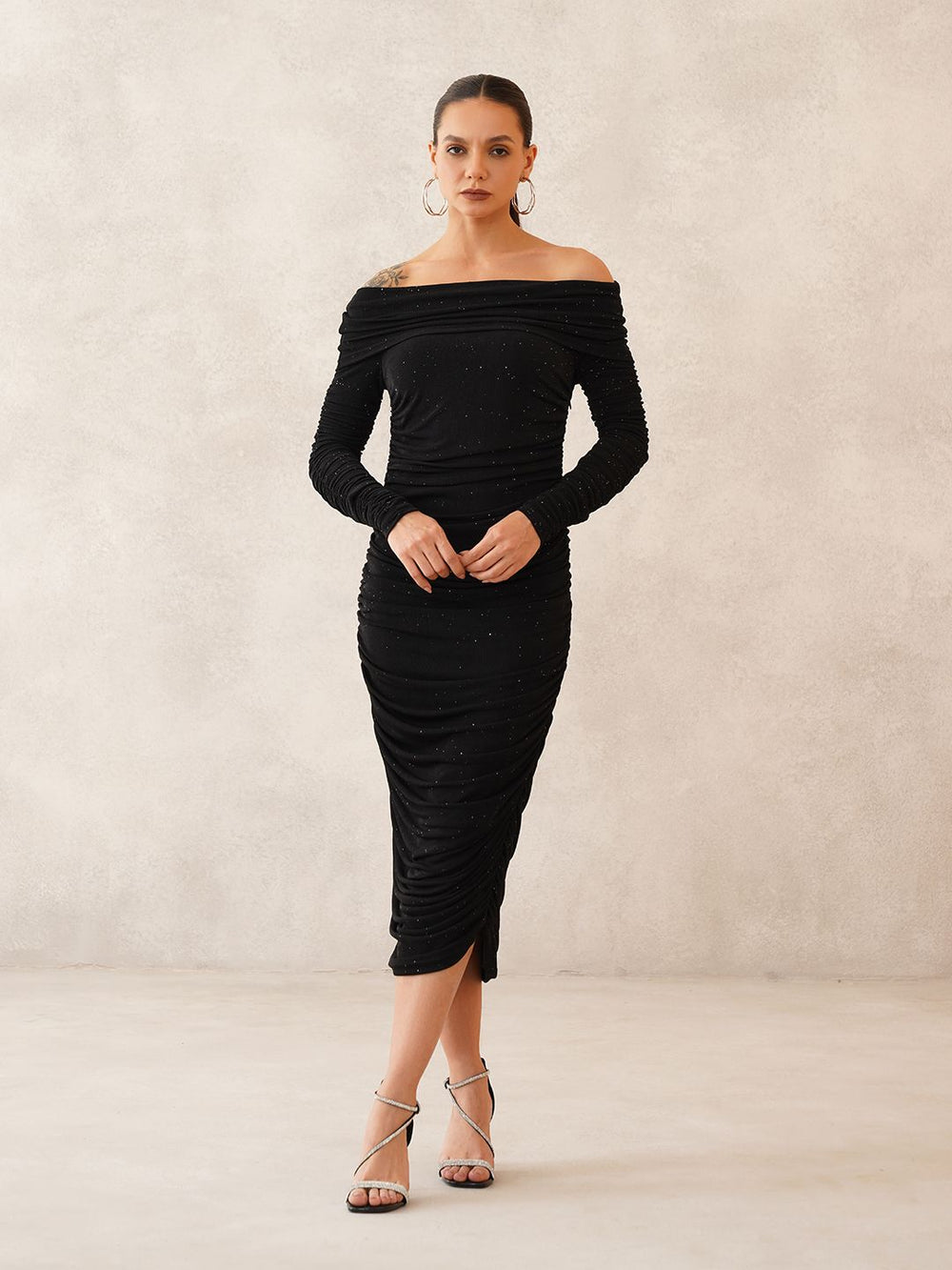Black Bodycon Off-shoulder Dress Beatnik