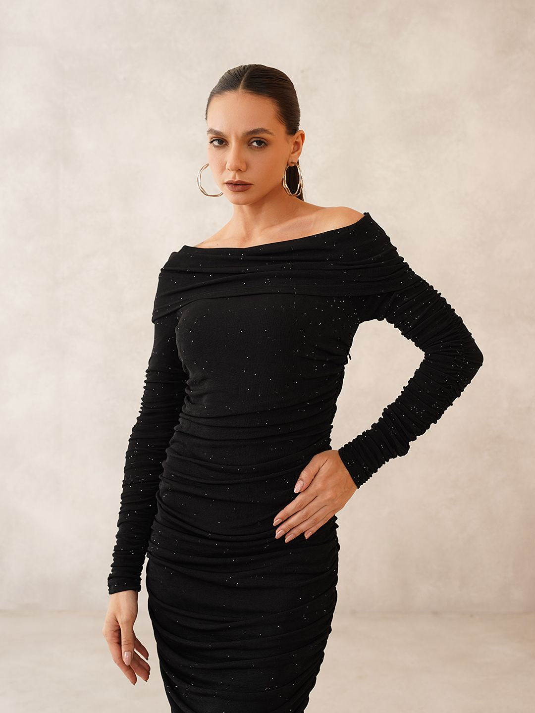 Black Bodycon Off-shoulder Dress Beatnik
