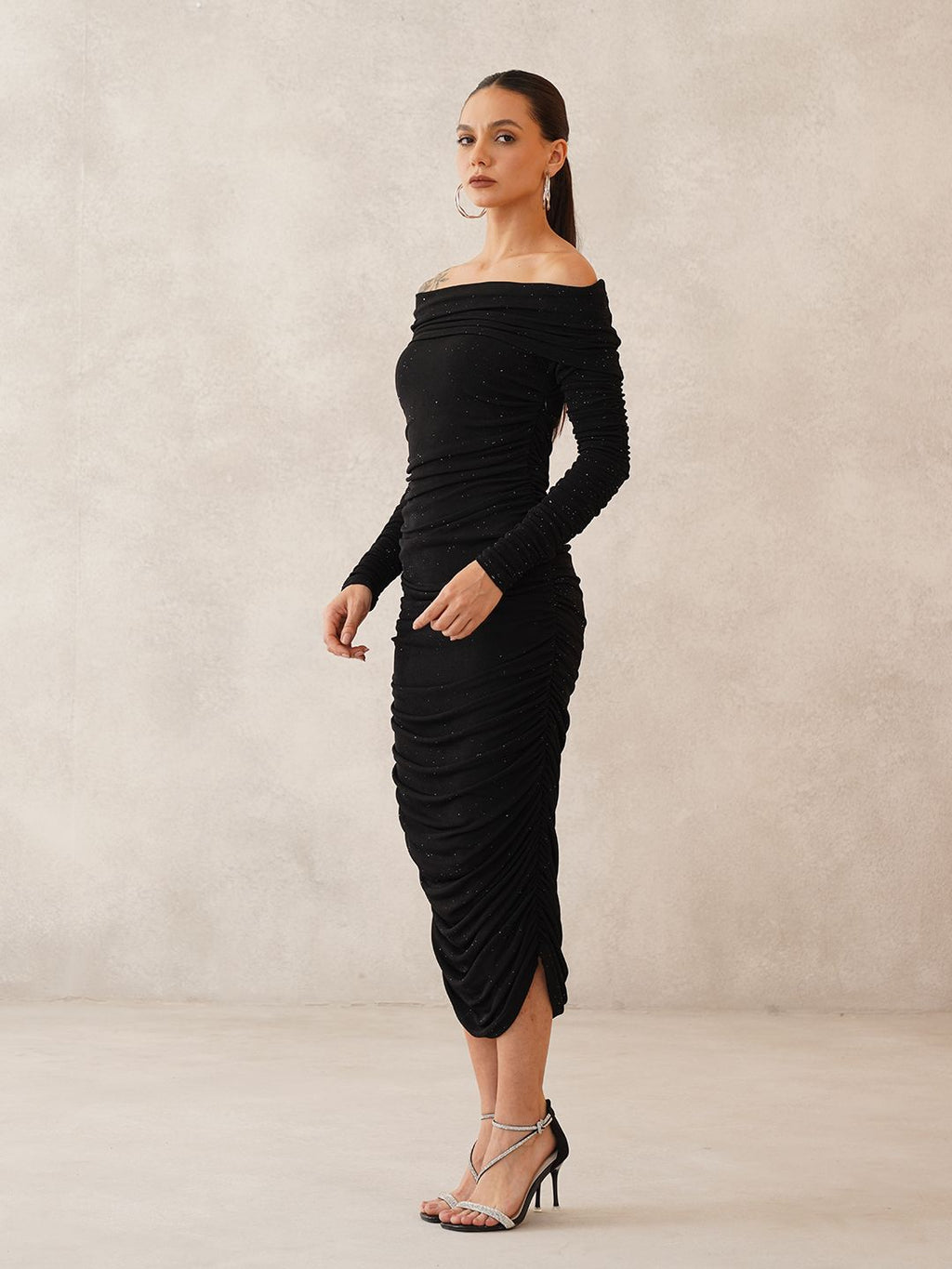 Black Bodycon Off-shoulder Dress Beatnik