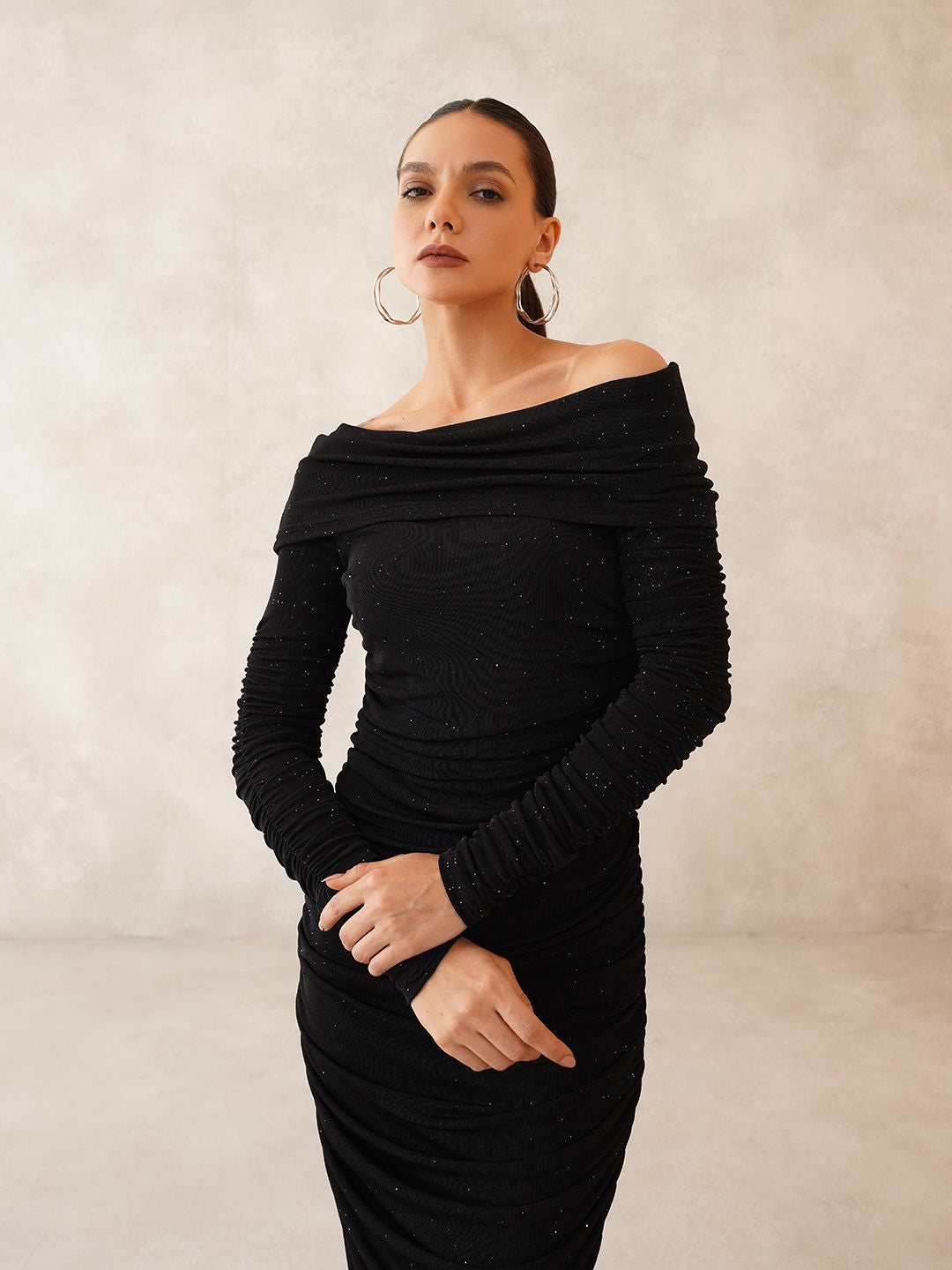 Black Bodycon Off-shoulder Dress Beatnik
