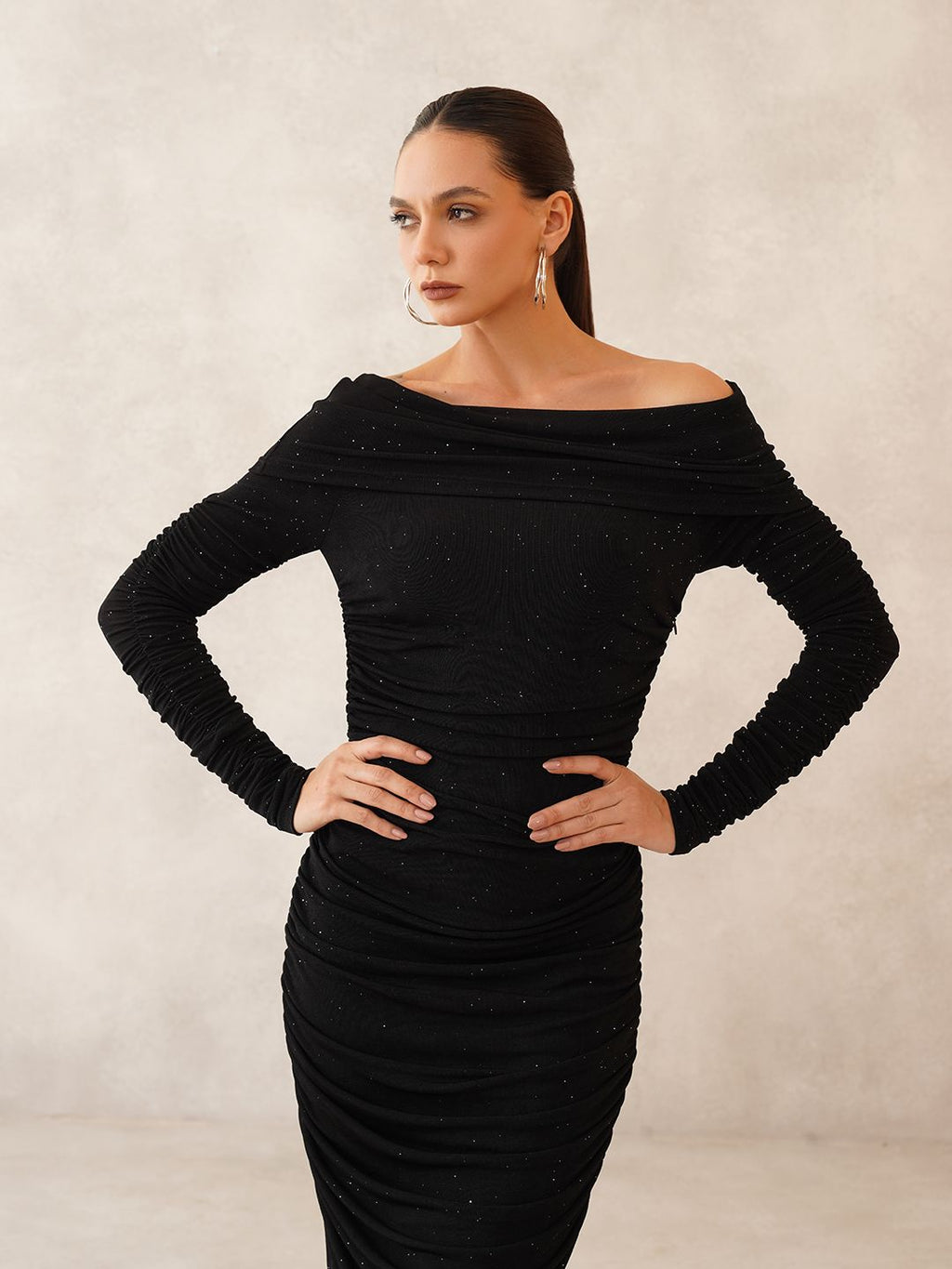 Black Bodycon Off-shoulder Dress Beatnik