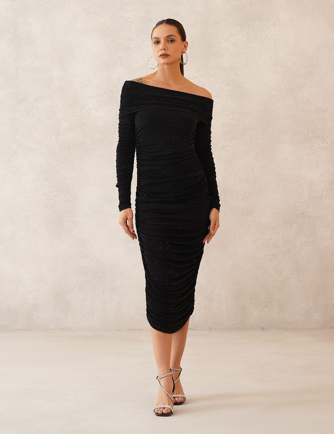 Black Bodycon Off-shoulder Dress Beatnik