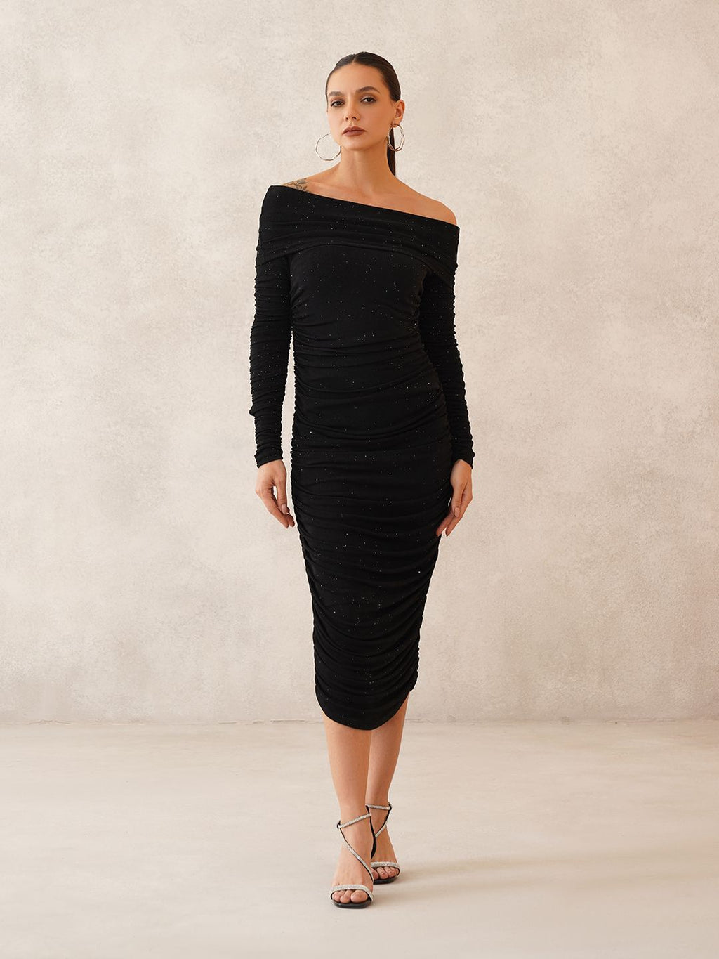 Black Bodycon Off-shoulder Dress Beatnik
