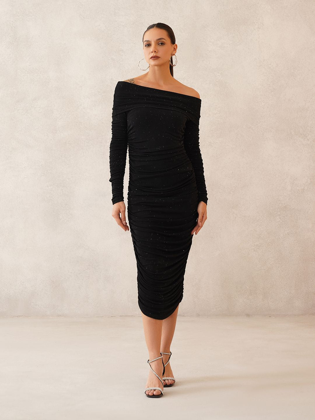 Black Bodycon Off-shoulder Dress Beatnik