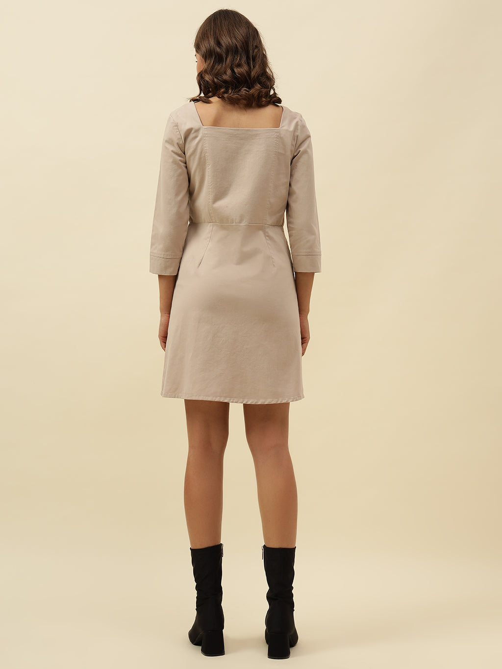 Chic Beige Cotton Blend Mini Blazer Dress – Perfect for Autumn Casual Wear Beatnik