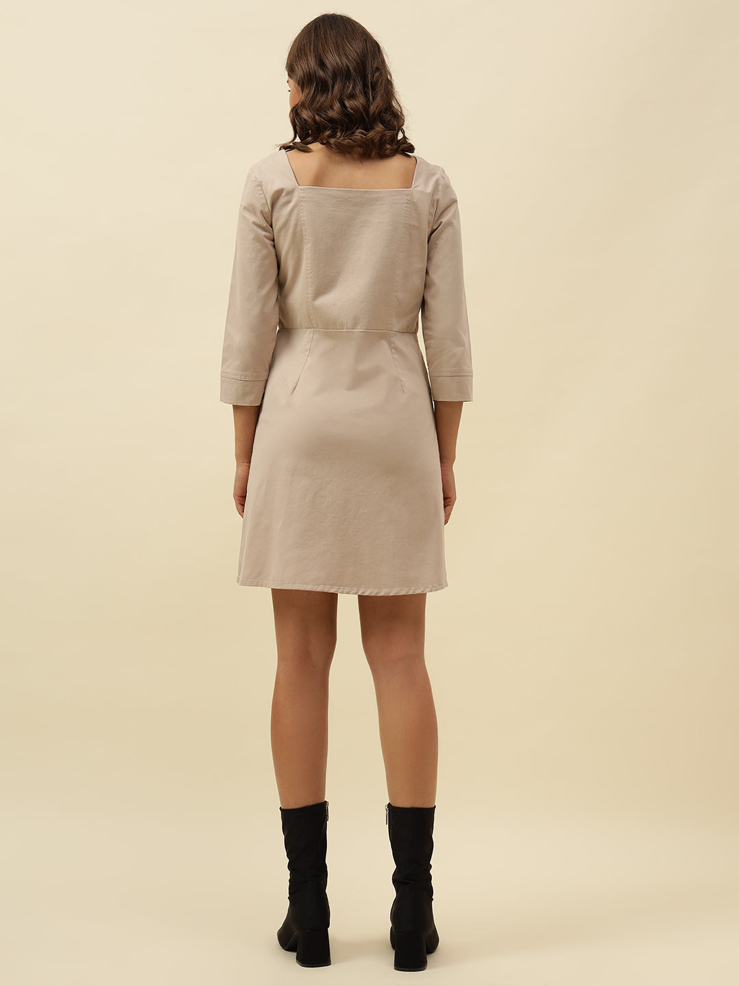 Chic Beige Cotton Blend Mini Blazer Dress – Perfect for Autumn Casual Wear Beatnik
