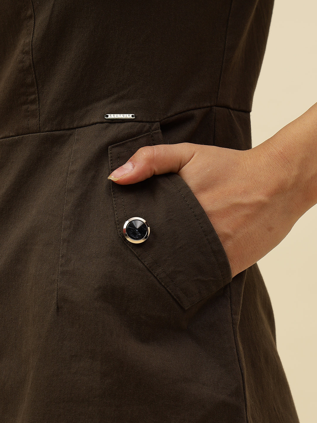 Chic Olive Green Cotton Blend Mini Blazer Dress – Perfect for Autumn Casual Wear Beatnik