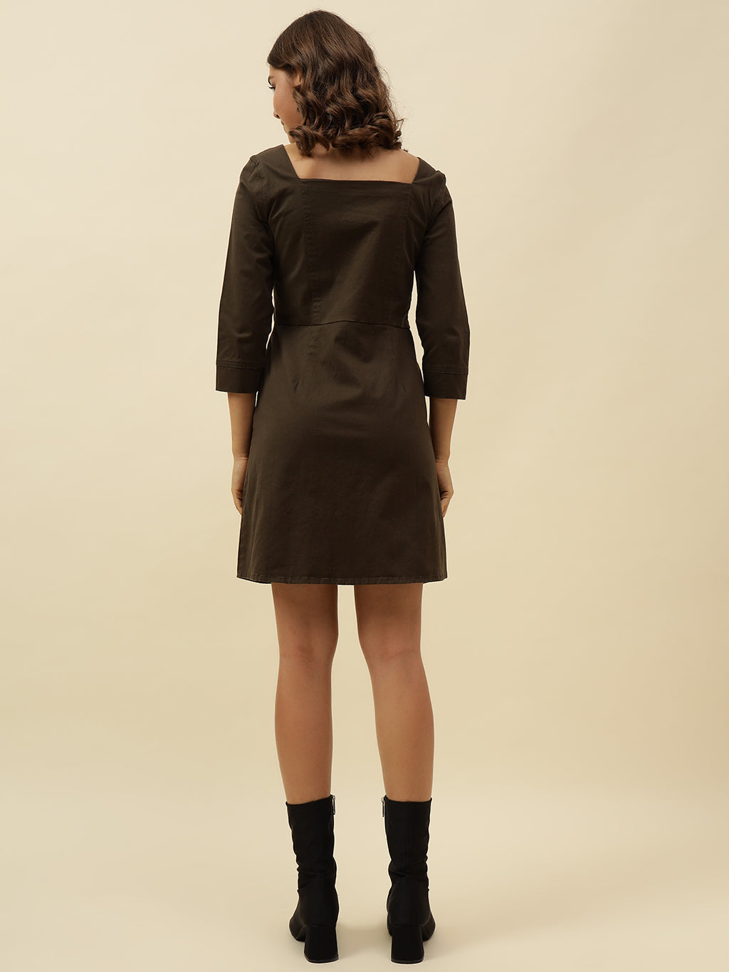 Chic Olive Green Cotton Blend Mini Blazer Dress – Perfect for Autumn Casual Wear Beatnik