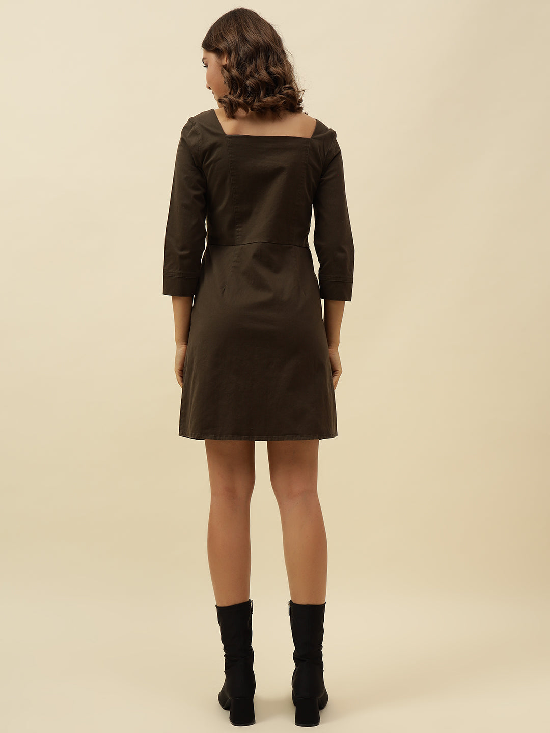 Chic Olive Green Cotton Blend Mini Blazer Dress – Perfect for Autumn Casual Wear Beatnik
