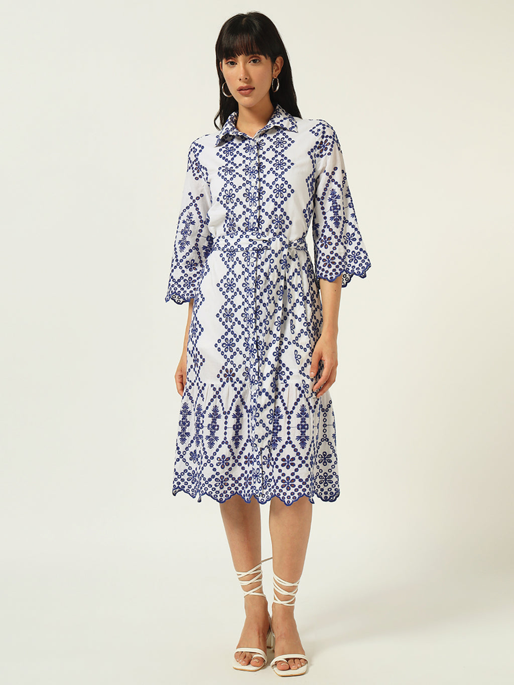Effortless Elegance: Beatnik Schiffli Embroidered Casual Dress