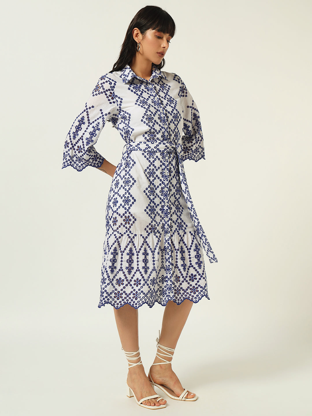 Effortless Elegance: Beatnik Schiffli Embroidered Casual Dress