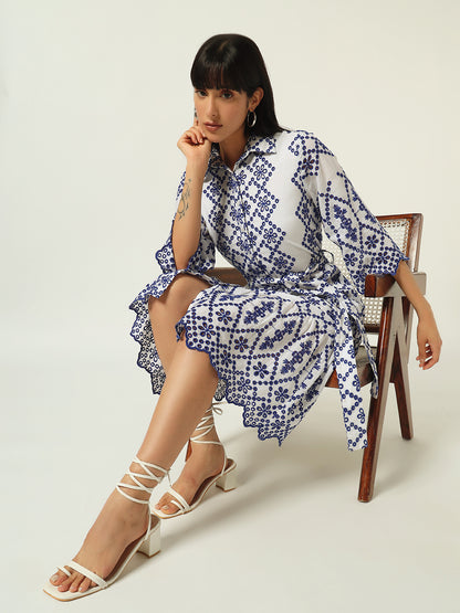 Effortless Elegance: Beatnik Schiffli Embroidered Casual Dress