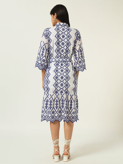 Effortless Elegance: Beatnik Schiffli Embroidered Casual Dress