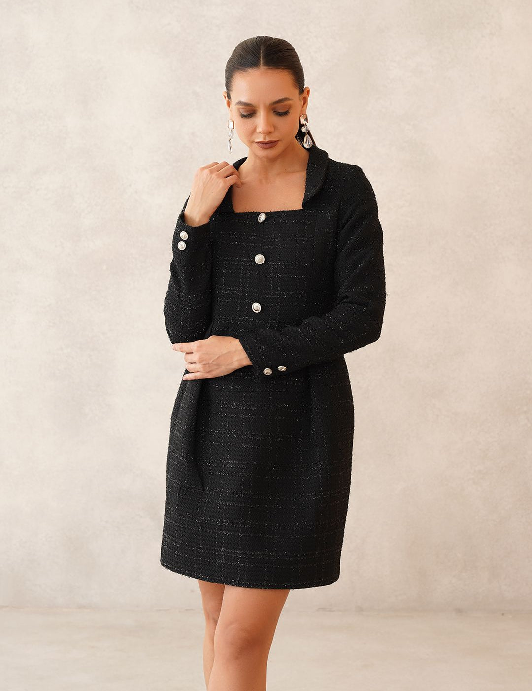Black Blazer Square Neck Dress Beatnik