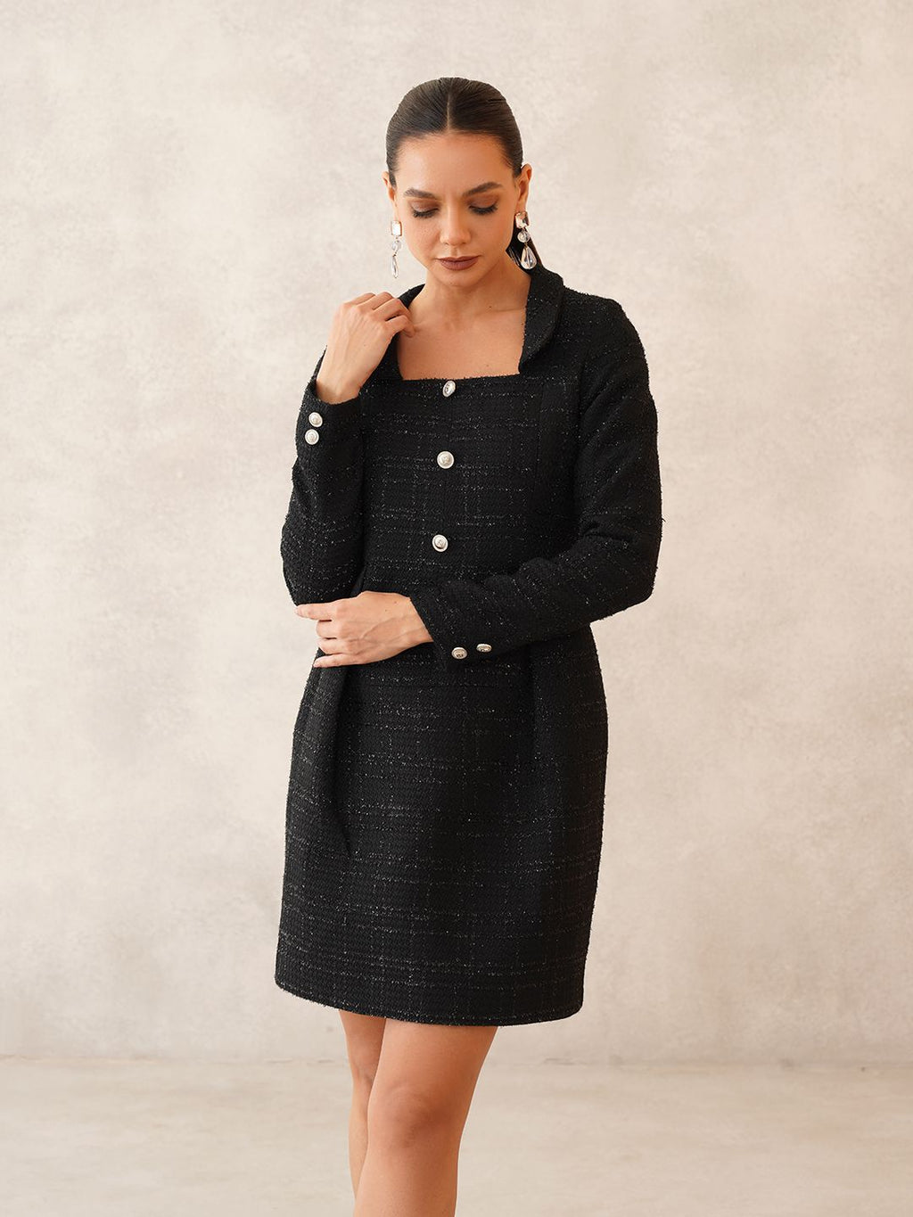 Black Blazer Square Neck Dress Beatnik