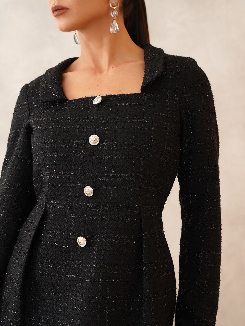 Black Blazer Square Neck Dress Beatnik