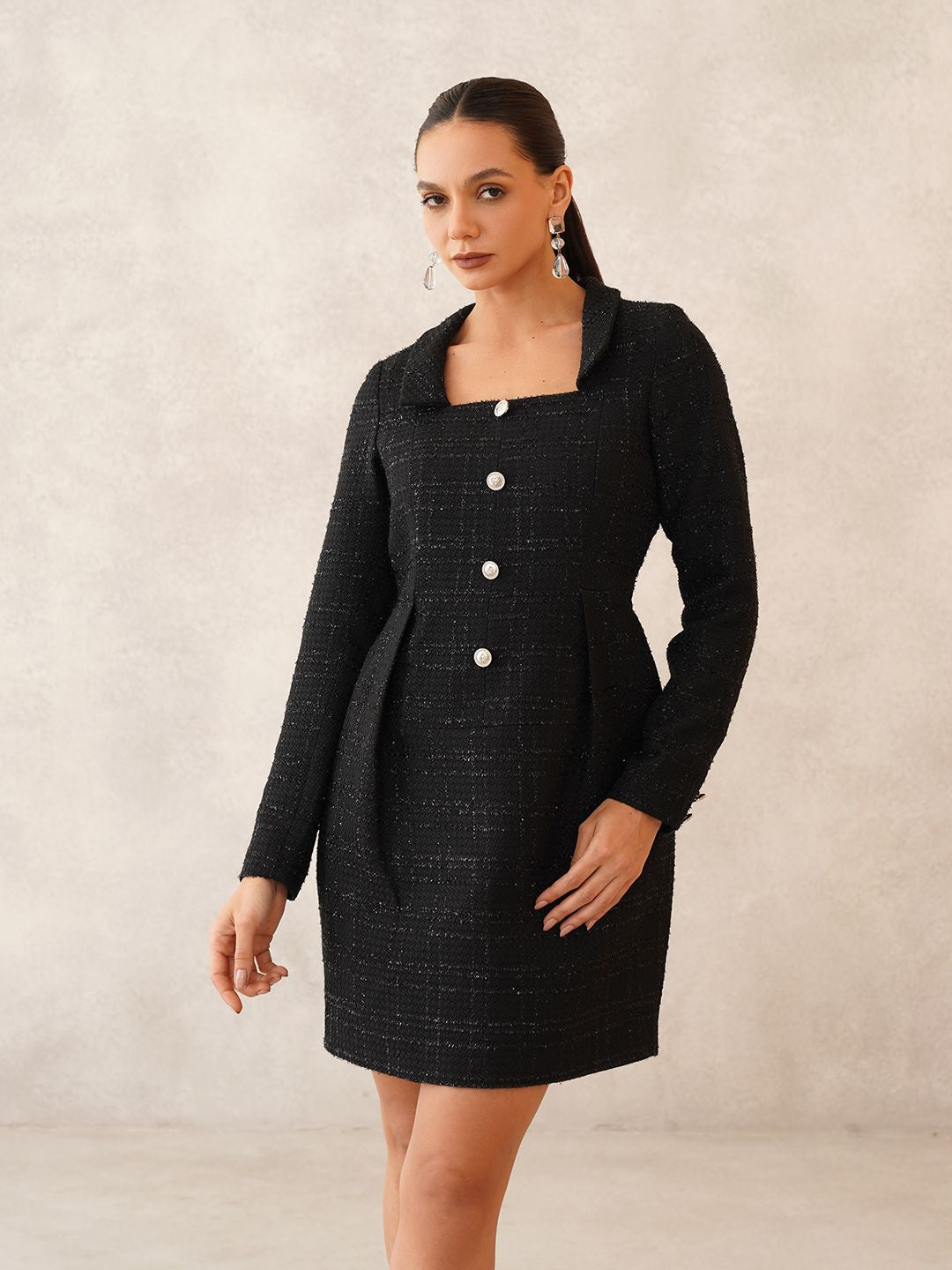 Black Blazer Square Neck Dress Beatnik