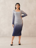 Blue Bodycon Square Neck Dress Beatnik