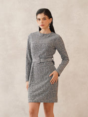 Silver Bodycon Round Neck Dress Beatnik