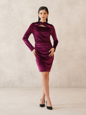 Wine Bodycon Choker Neck Dress Beatnik