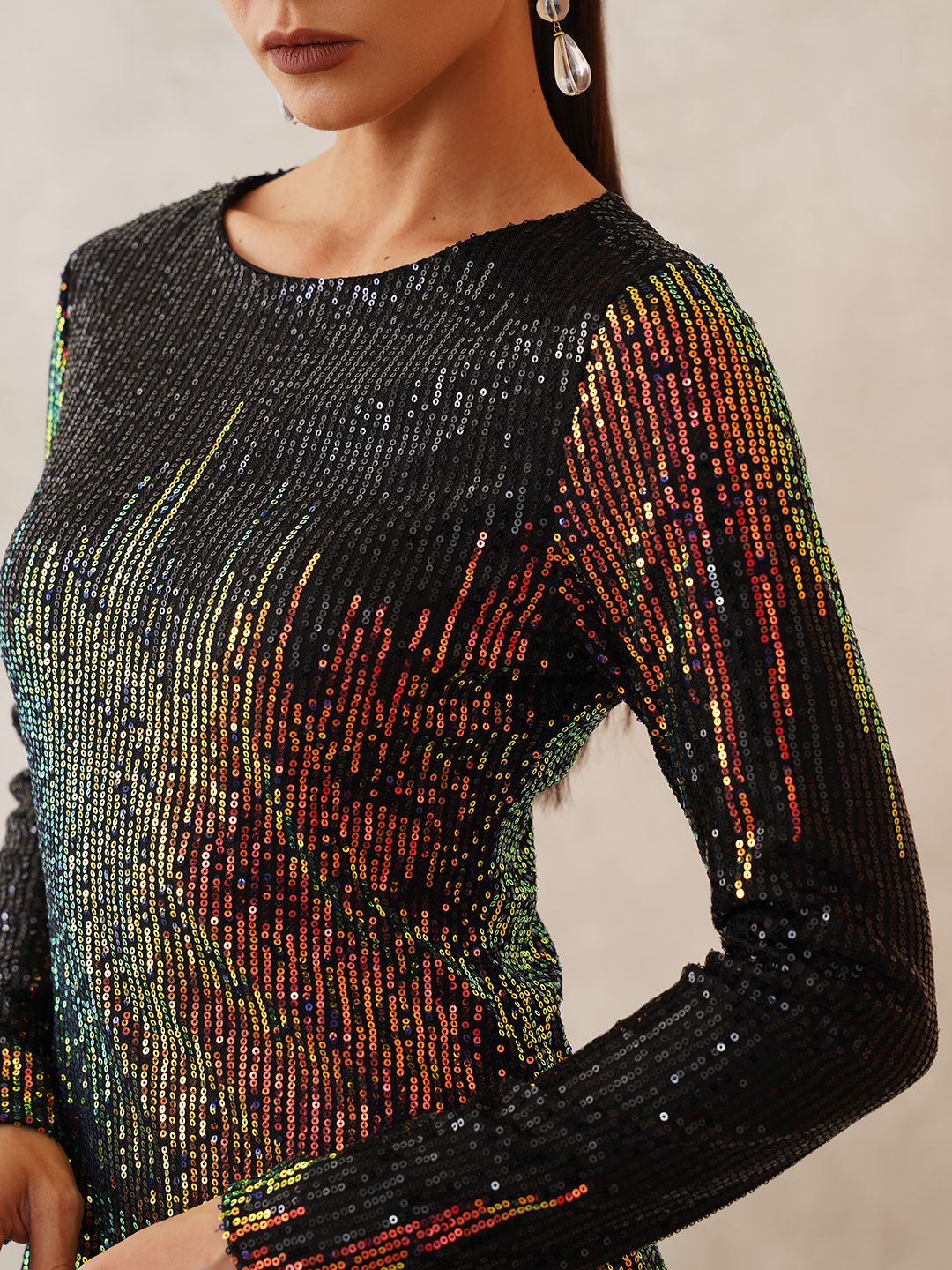 Black Sheath Round Neck Dress Beatnik