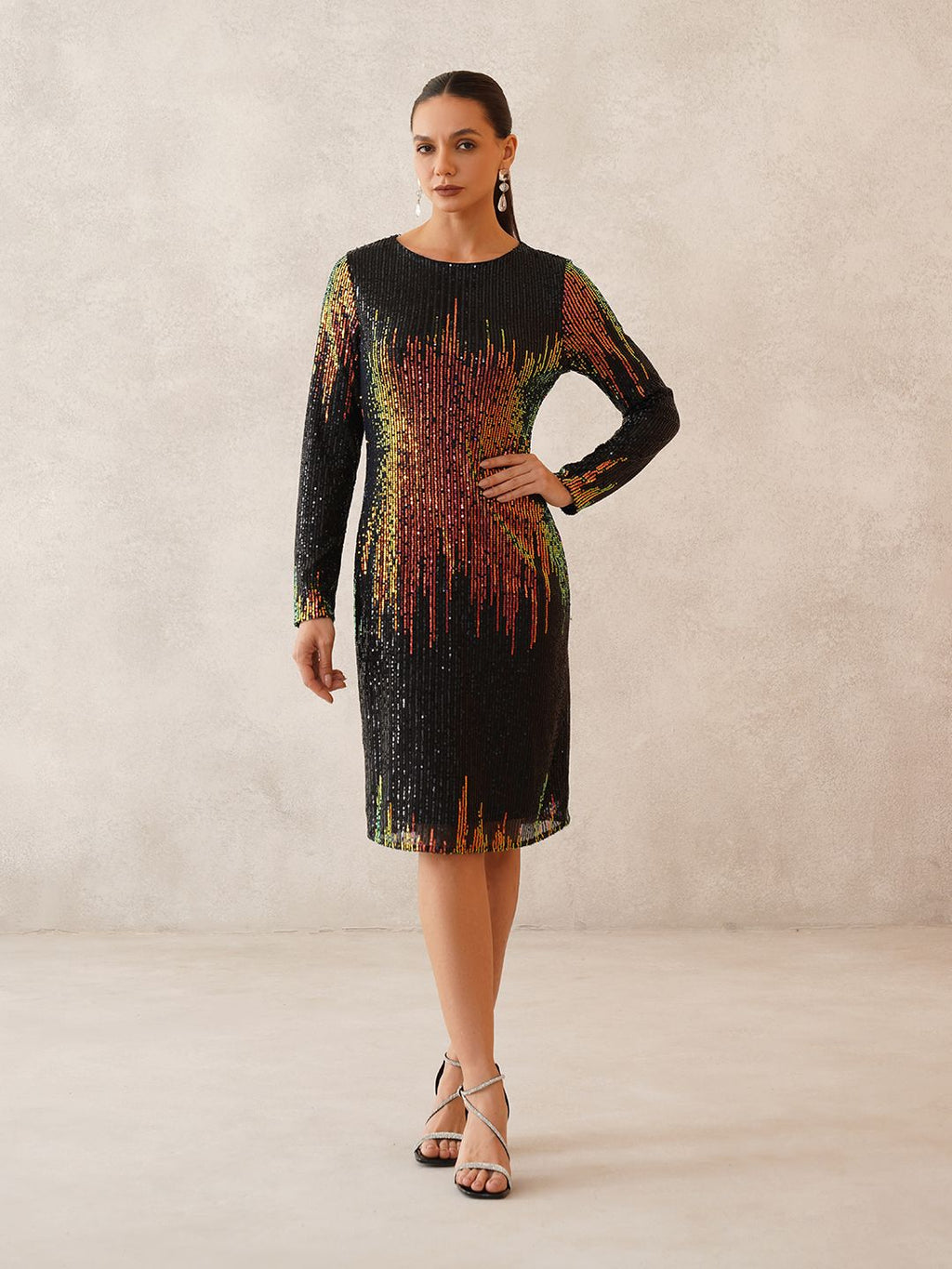 Black Sheath Round Neck Dress Beatnik