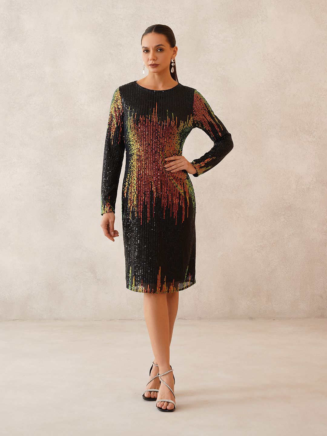 Black Sheath Round Neck Dress Beatnik