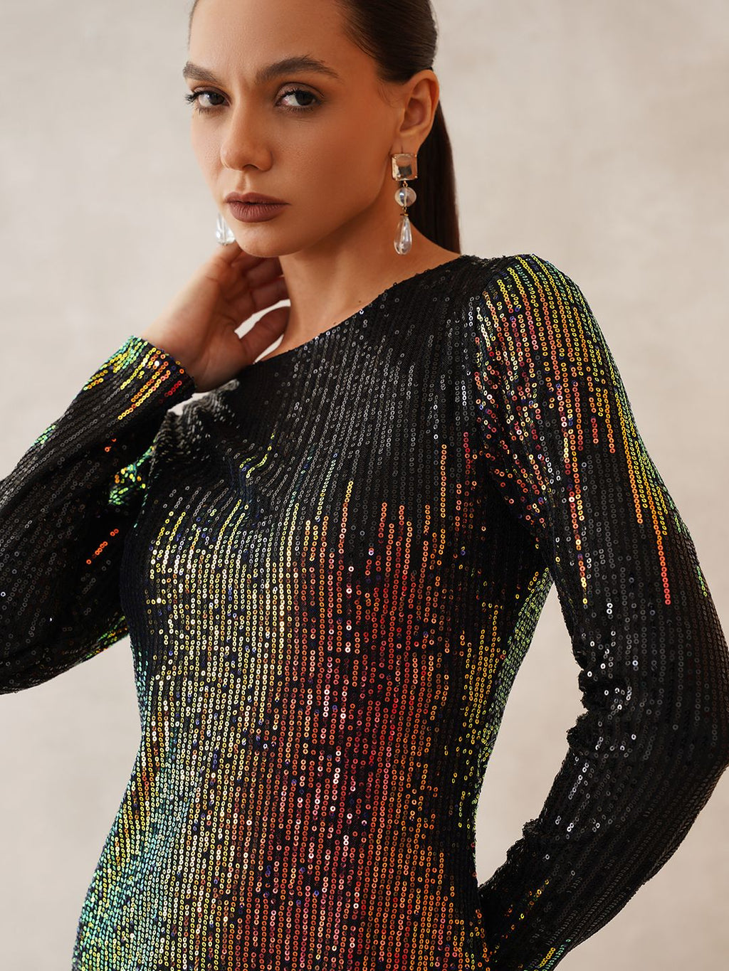 Black Sheath Round Neck Dress Beatnik