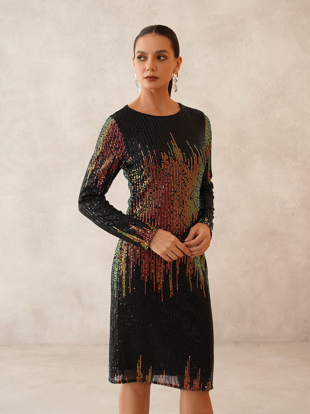 Black Sheath Round Neck Dress Beatnik