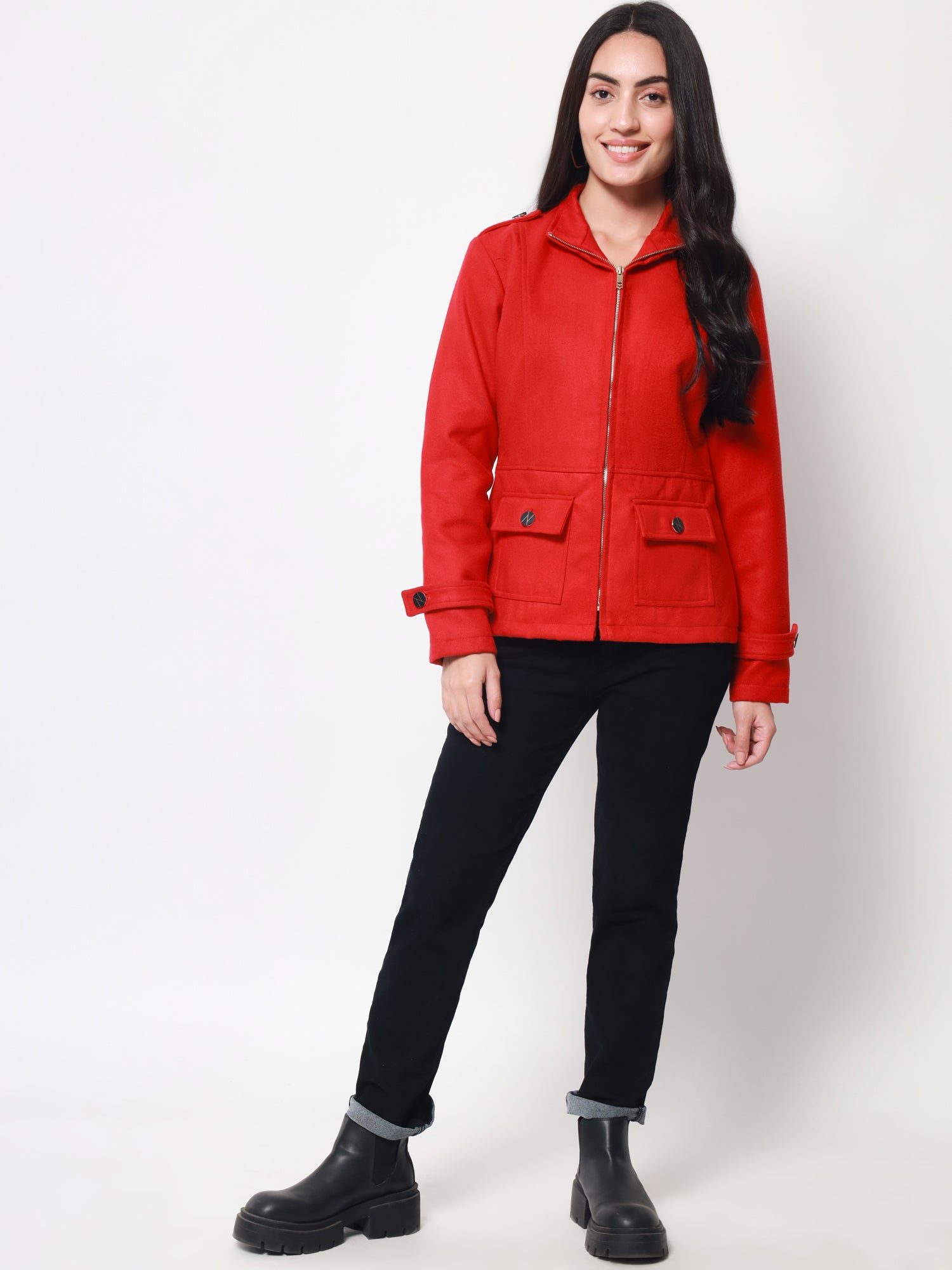 Beatnik Party Wear Stand Collar Full Cuffed Sleeves Front Open Jacket Beatnik India