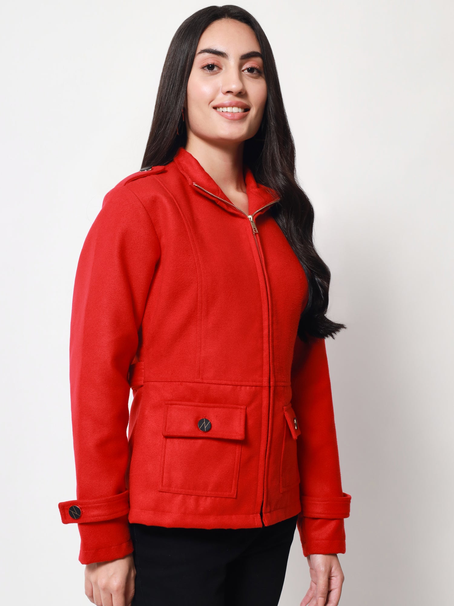 Beatnik Party Wear Stand Collar Full Cuffed Sleeves Front Open Jacket Beatnik India