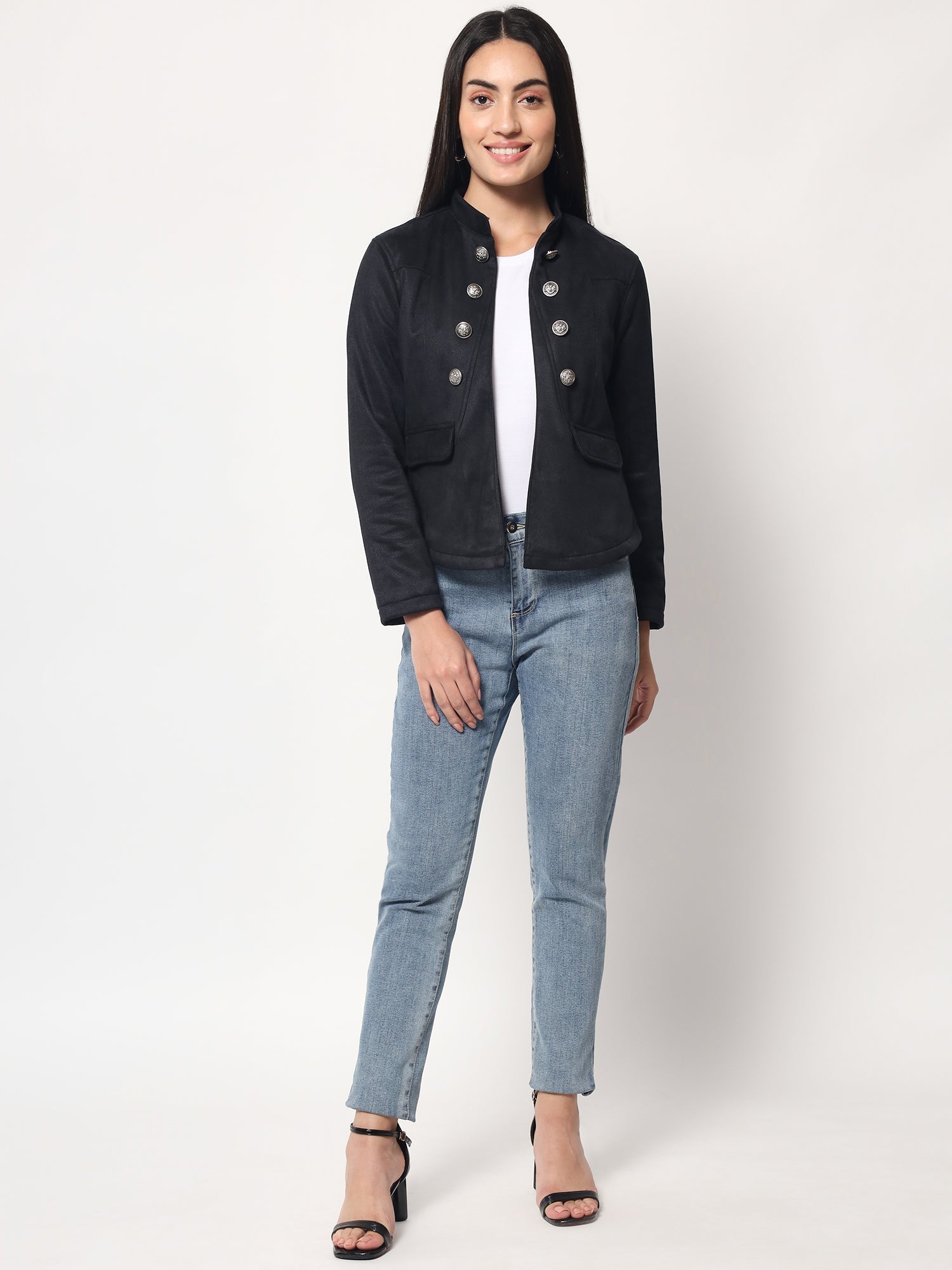 Beatnik Black Front Open Womens Jackets Beatnik India