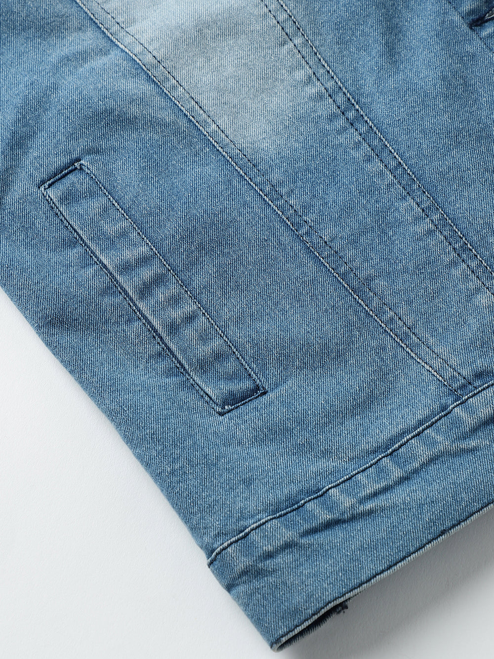Denim Front Open Double Collar Full Sleeve Jacket Beatnik India