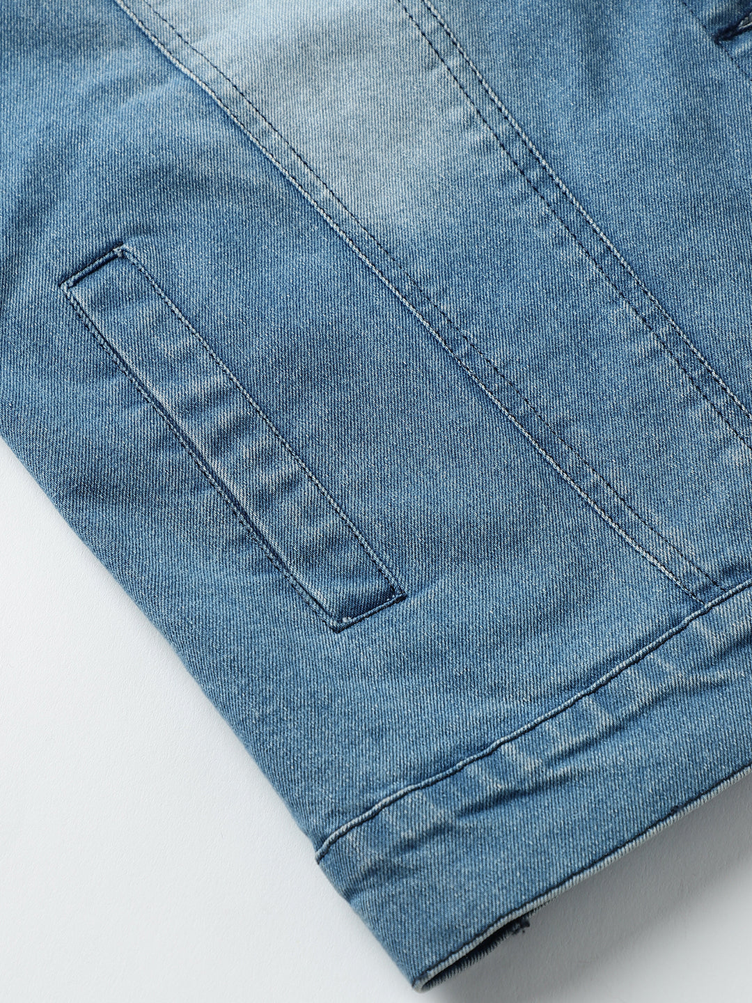 Denim Front Open Double Collar Full Sleeve Jacket Beatnik India