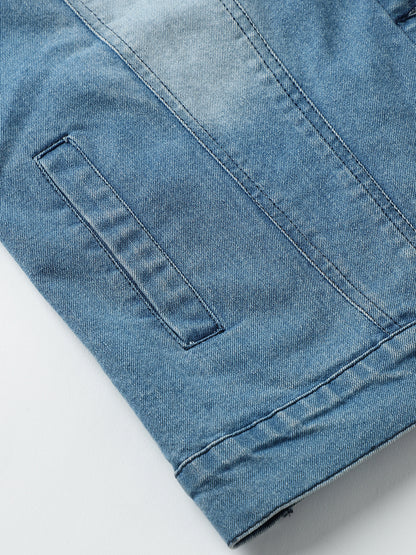 Denim Front Open Double Collar Full Sleeve Jacket Beatnik India