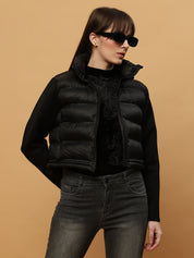 Beatnik Casual Wear Hooded Sleeve Puffer Crop Jacket Beatnik India