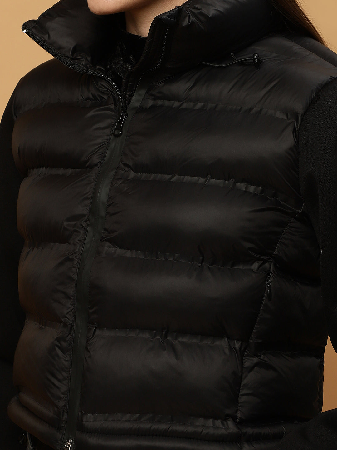 Beatnik Casual Wear Hooded Sleeve Puffer Crop Jacket Beatnik India