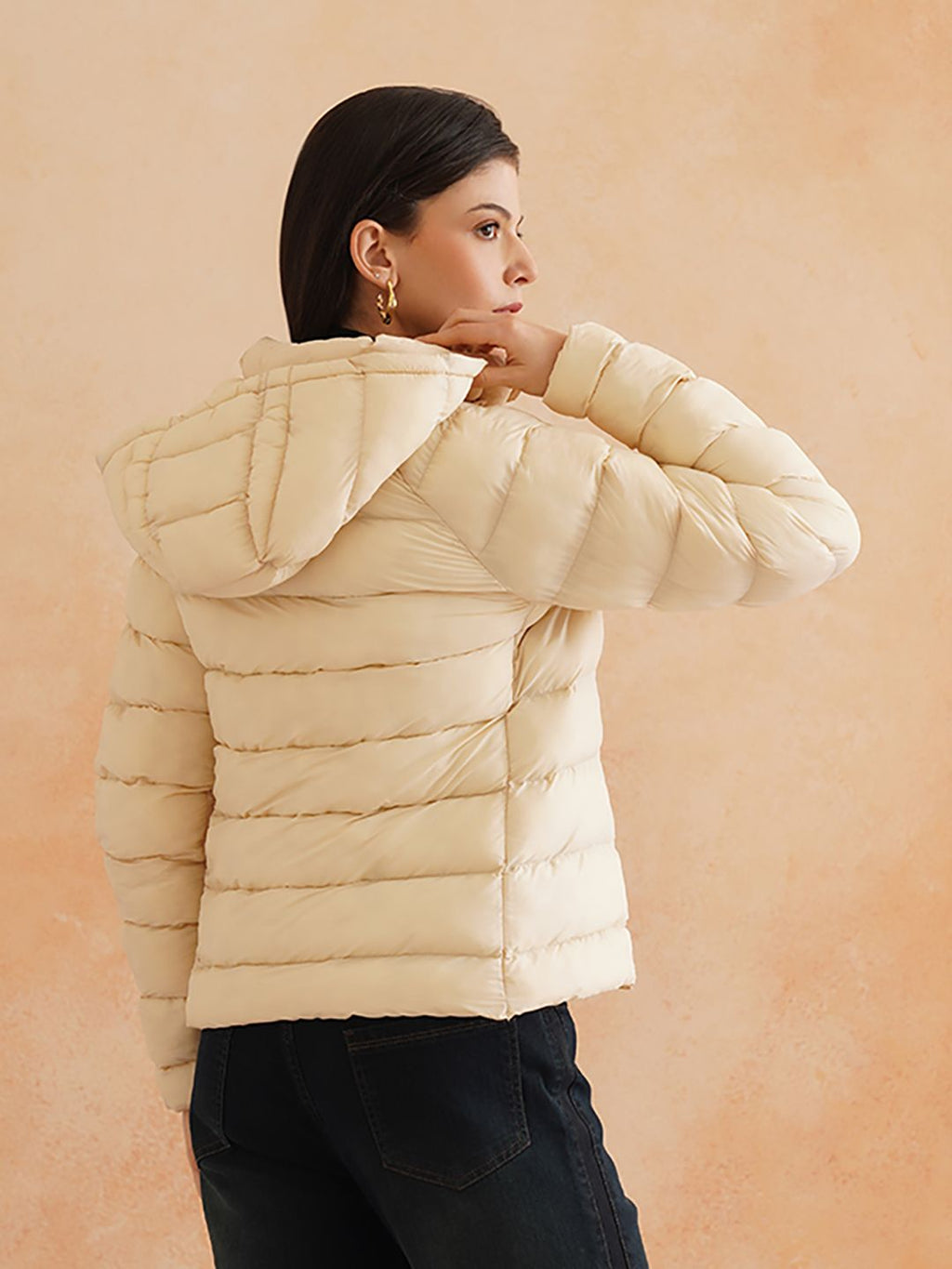 Off White Puffer Detachable Hood Jacket Beatnik