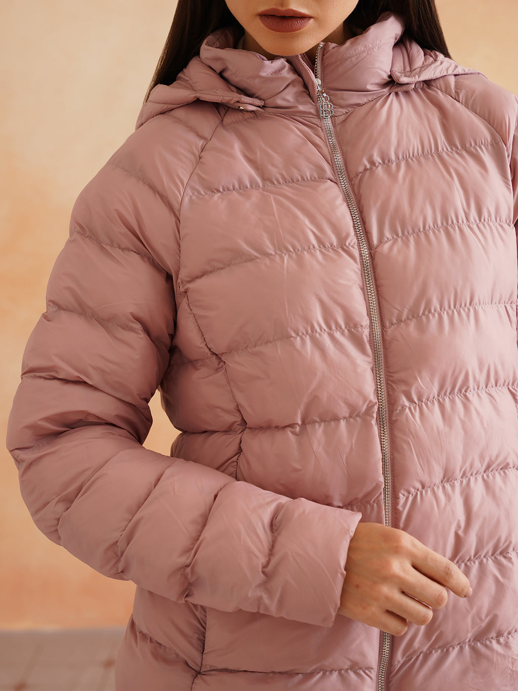 Pink Puffer Detachable Hood Jacket