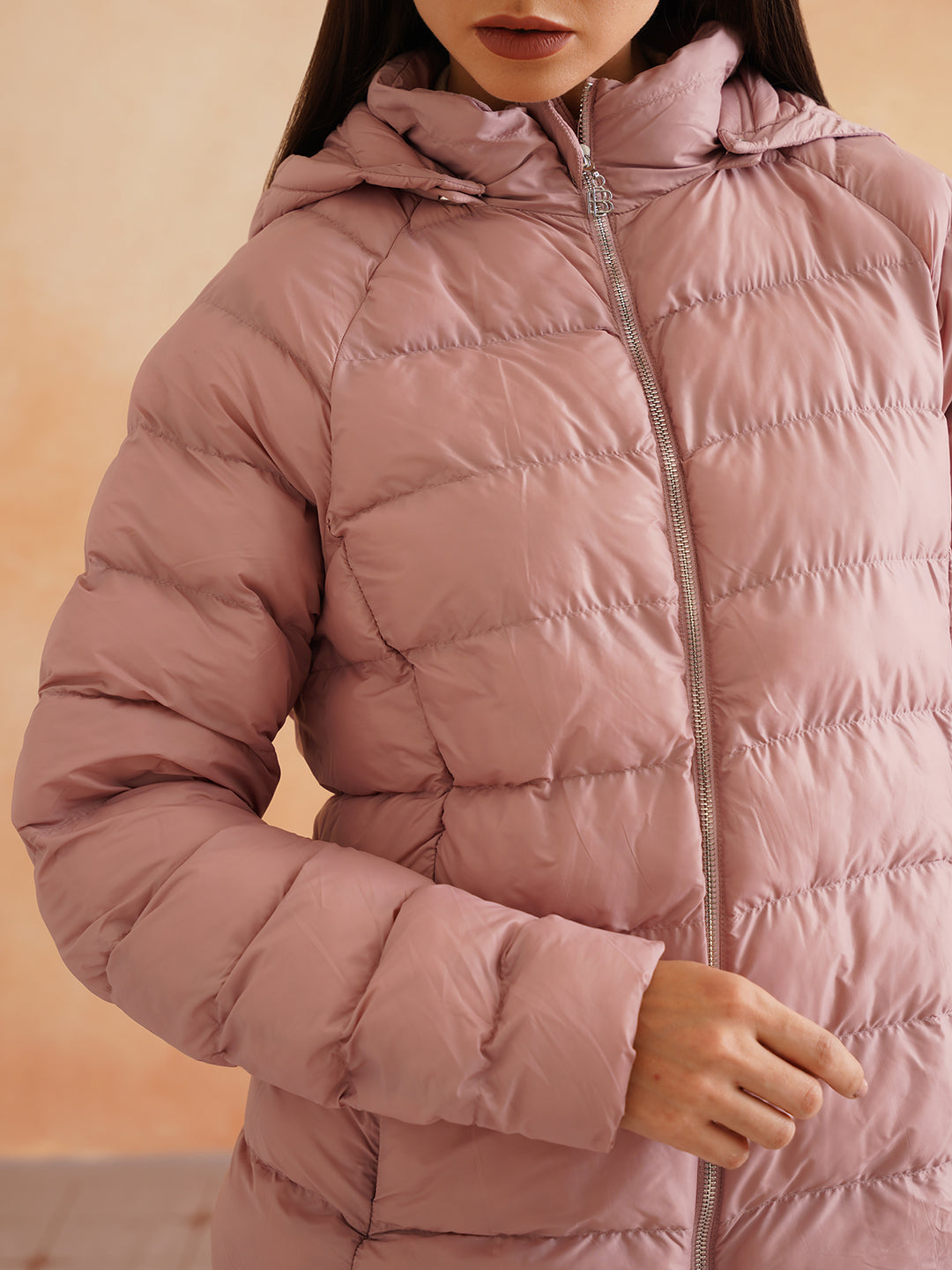 Pink Puffer Detachable Hood Jacket