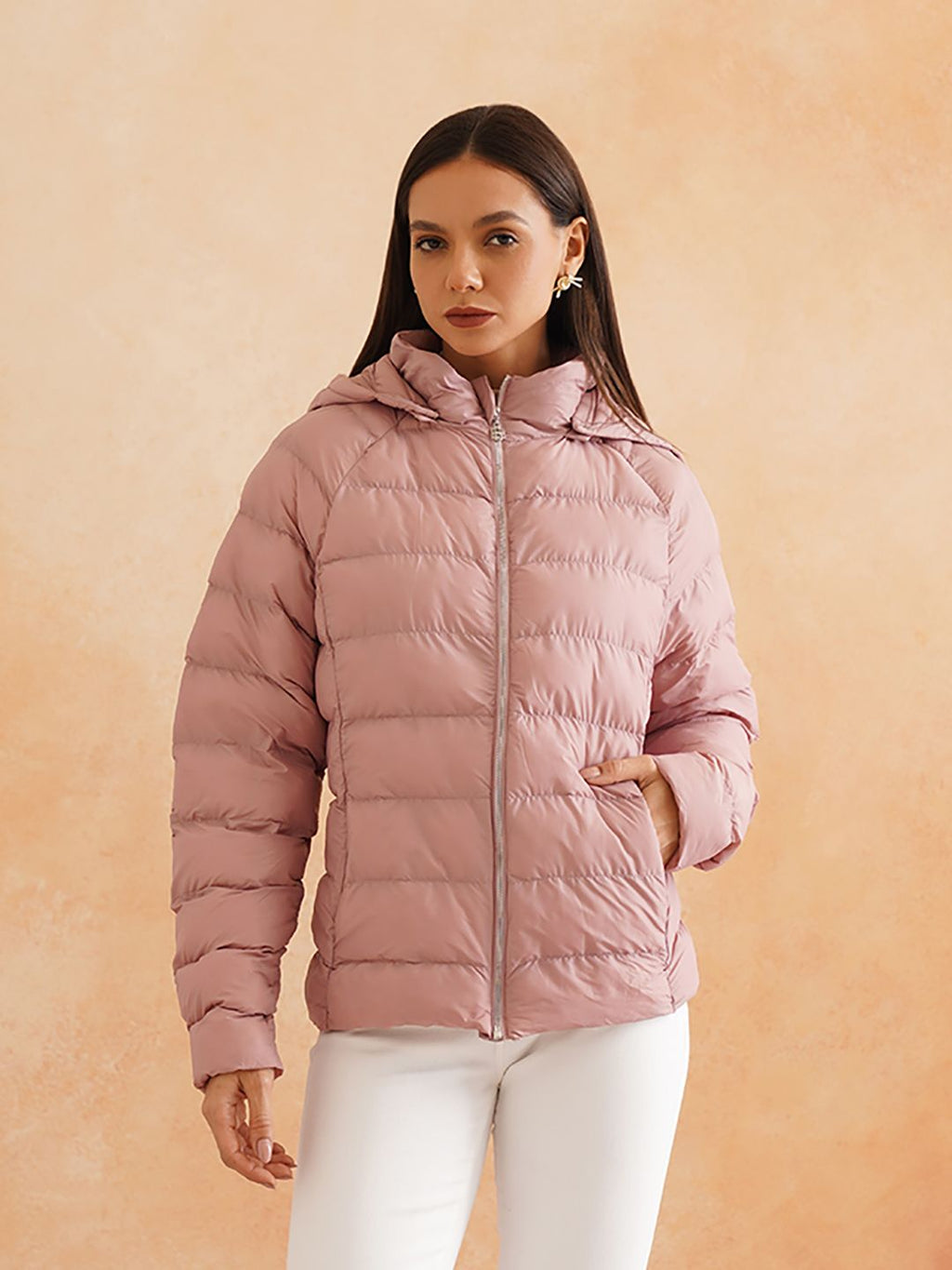 Pink Puffer Detachable Hood Jacket Beatnik