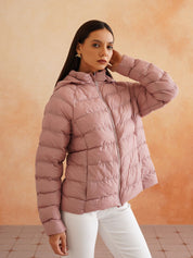 Pink Puffer Detachable Hood Jacket Beatnik