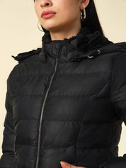 Black Puffer Hooded Jacket Beatnik