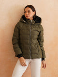 Olive Green Puffer Hooded Jacket Beatnik