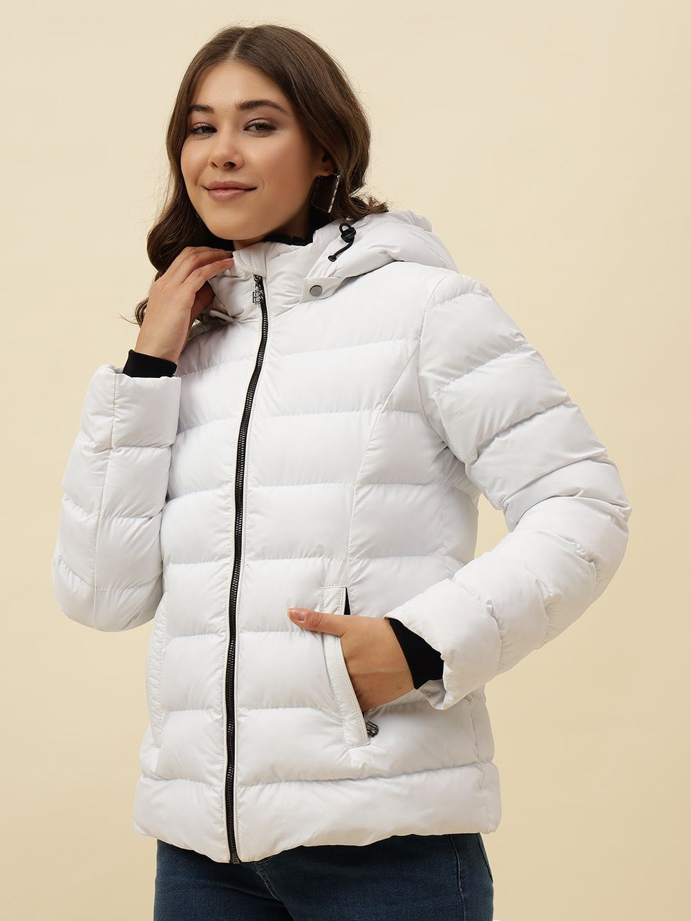 White Puffer Hooded Jacket Beatnik