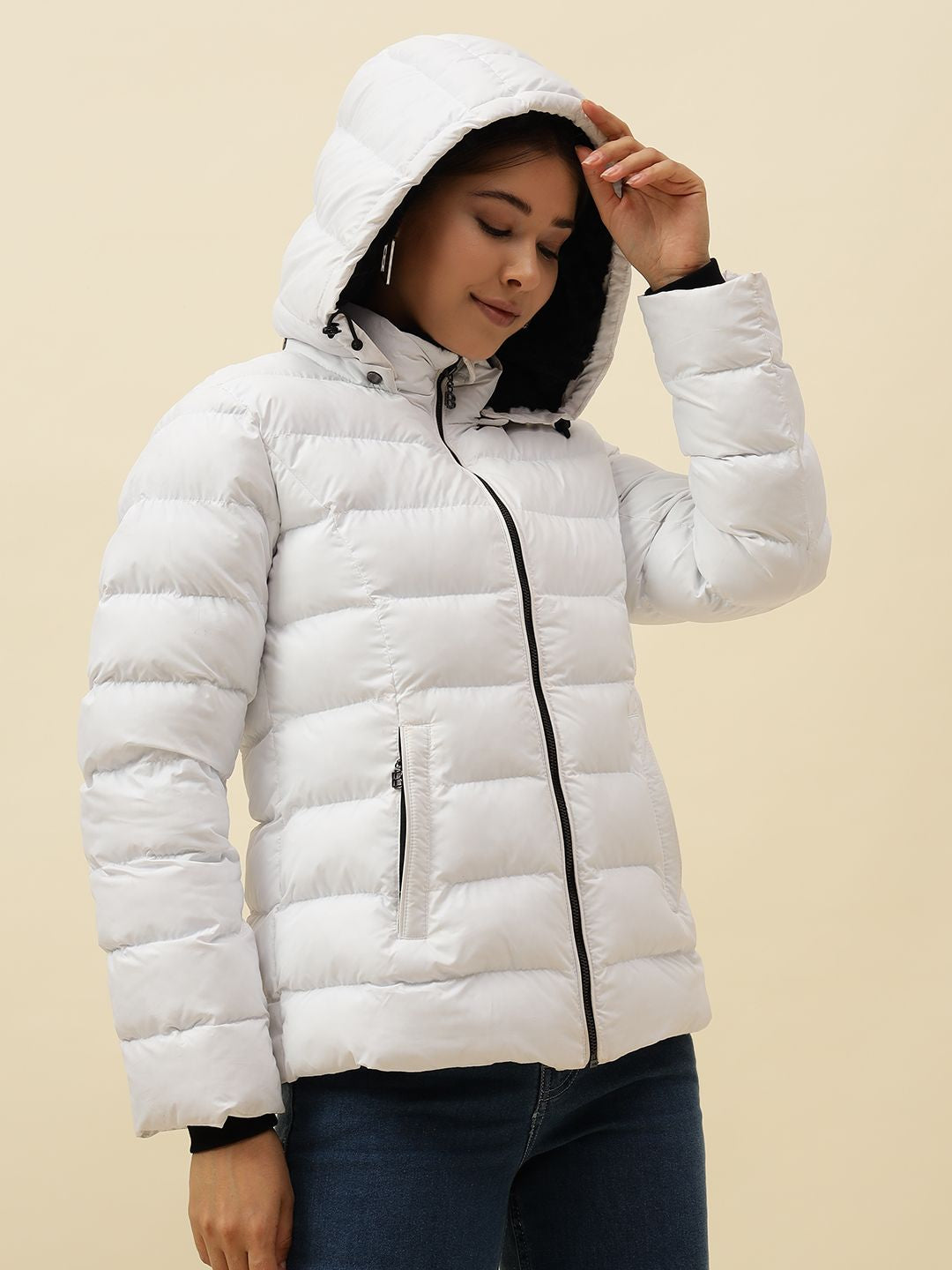 White Puffer Hooded Jacket Beatnik
