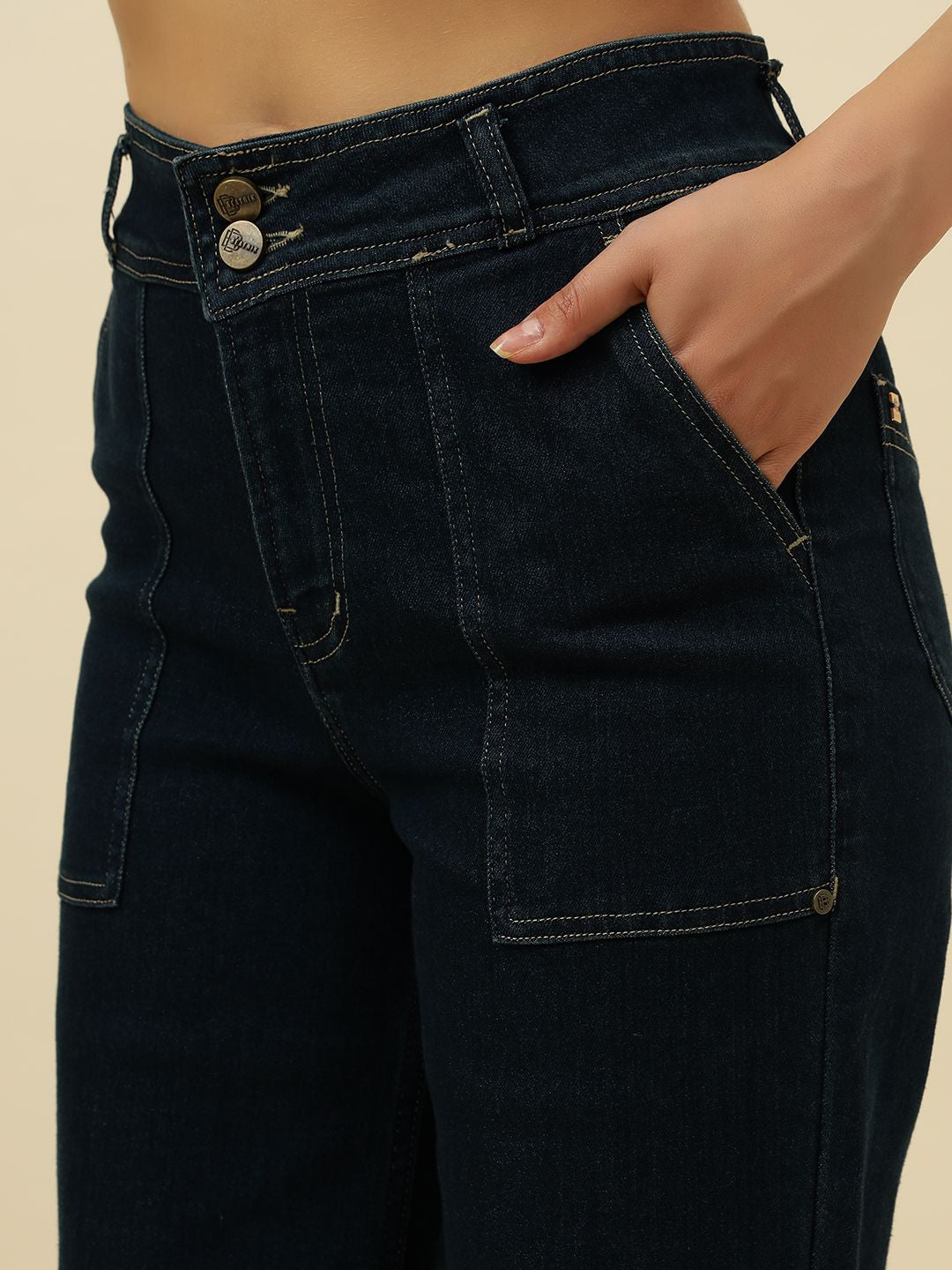 Straight Fit Dark Blue Womens Jeans Beatnik